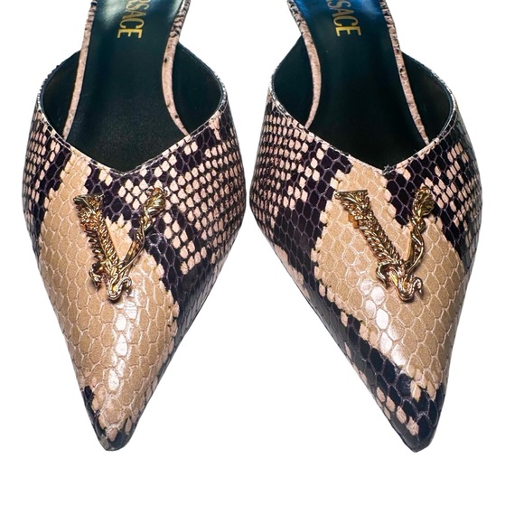 Versace Python Mule Kitten Heels - Picture 2 of 9